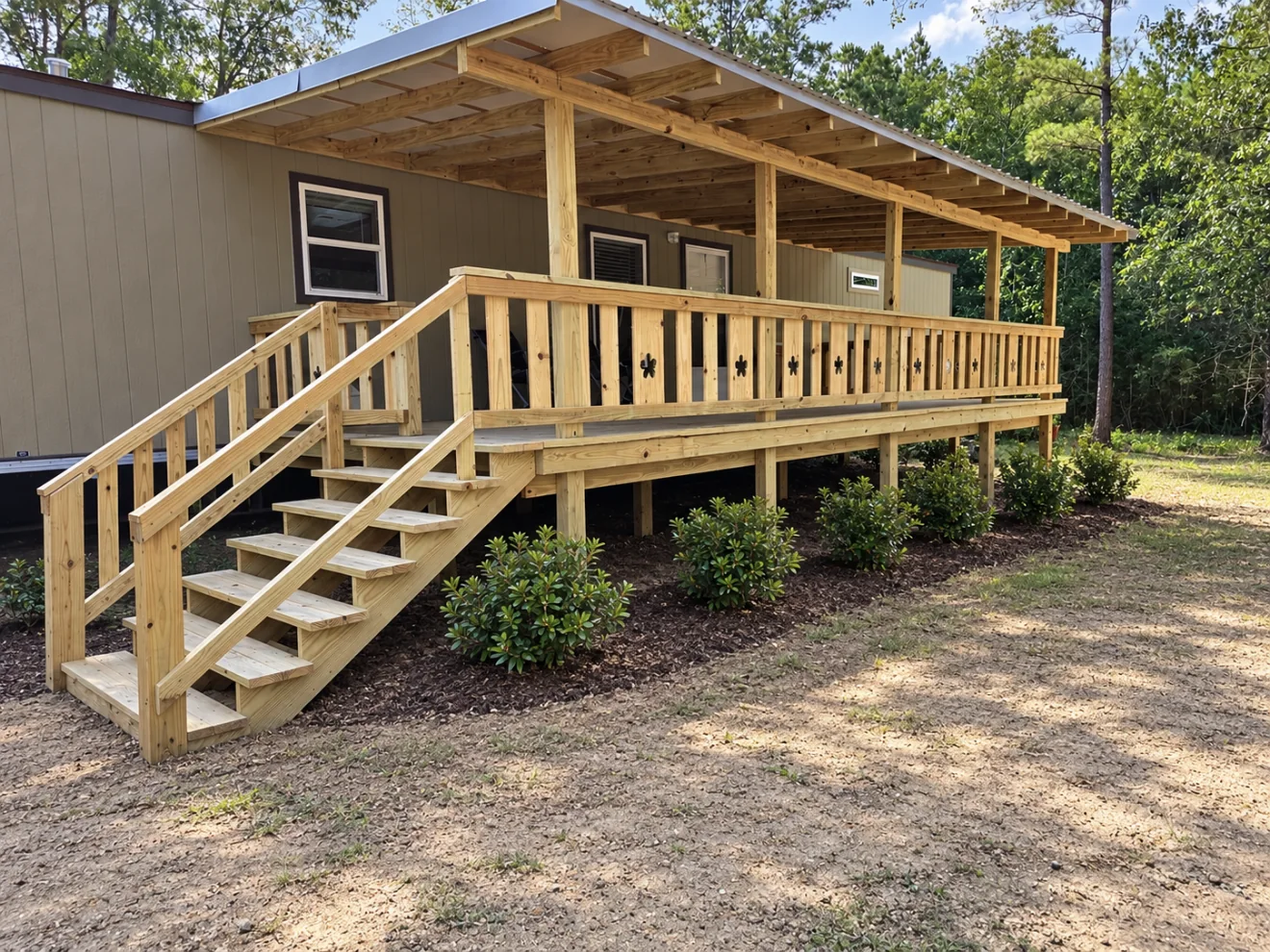 Deck and covered porch completed by Davco Designz